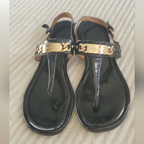 Coach Patent Leather Sandals with Gold Hardware size 8 - Picture 9 of 12